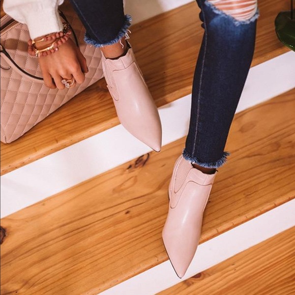 RESTOCK! 5⭐️/ALYSE/ Blush Pink Croc Heeled Bootie - Picture 5 of 5